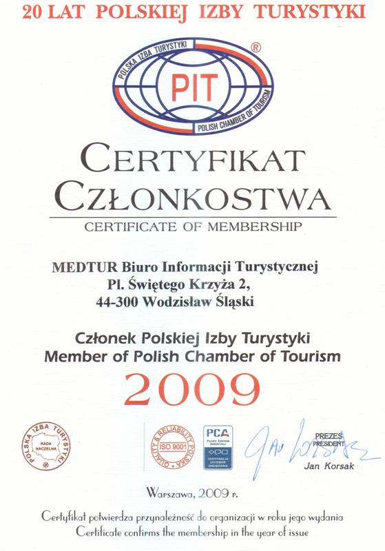 WWW.MEDTUR.PL - Certyfikat cz�onkowstwa PIT 